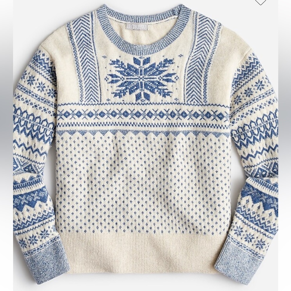 J CREW Fair Isle snowflake crewneck in Supersoft yarn